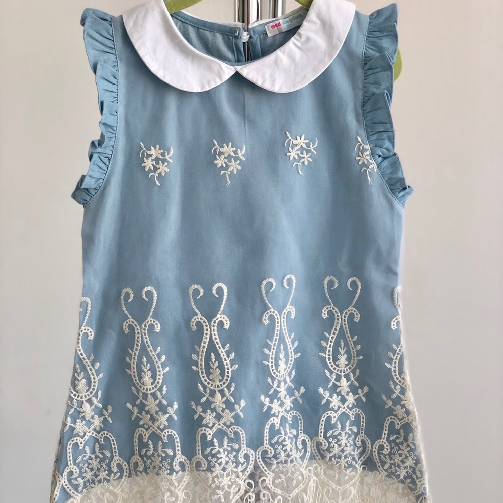 Blue Embroidered Dress Size 4/5
